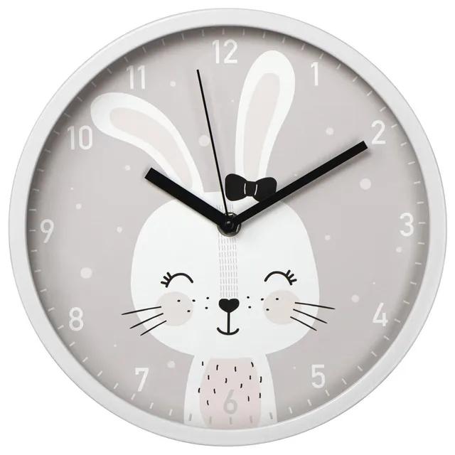hama-kinder-wanduhr-lovely-bunny-lautlos-ohne-ticken-hasen-motiv-lernuhr-25-cm-w image 1