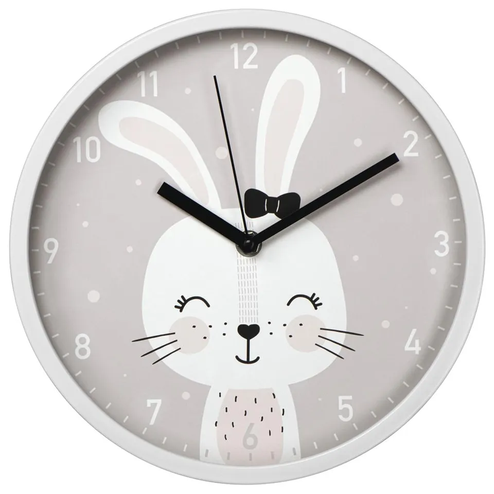 hama-kinder-wanduhr-lovely-bunny-lautlos-ohne-ticken-hasen-motiv-lernuhr-25-cm-w image 1