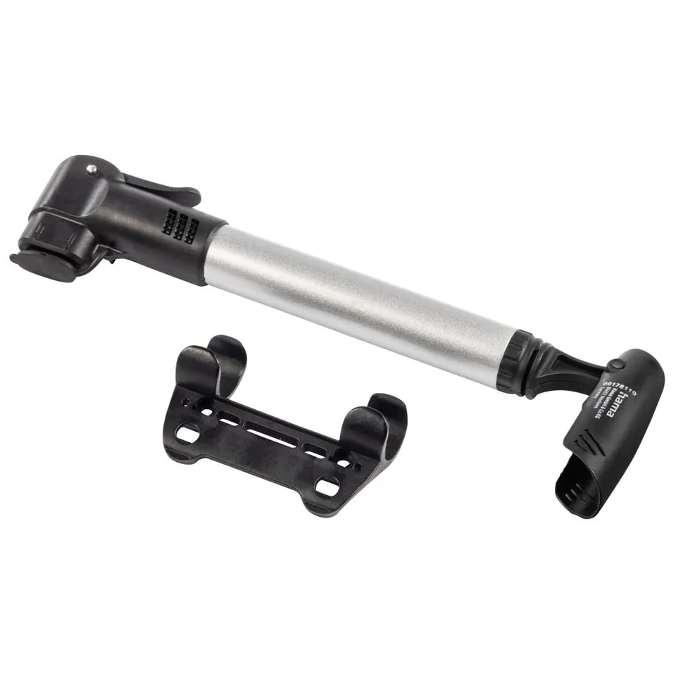 hama-fahrrad-mini-luftpumpe-mit-doppelkopf-f-r-dunlop-sclaverand-schrader-alumin image 1