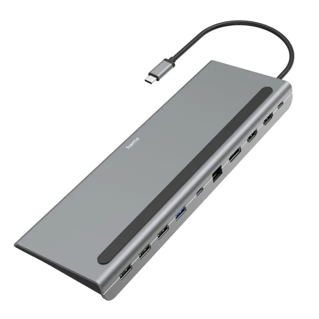 hama-connect2office-pro-usb-c-dockingstation-10-in-1-mit-laptop-ablage-4k-lan-pd image 1