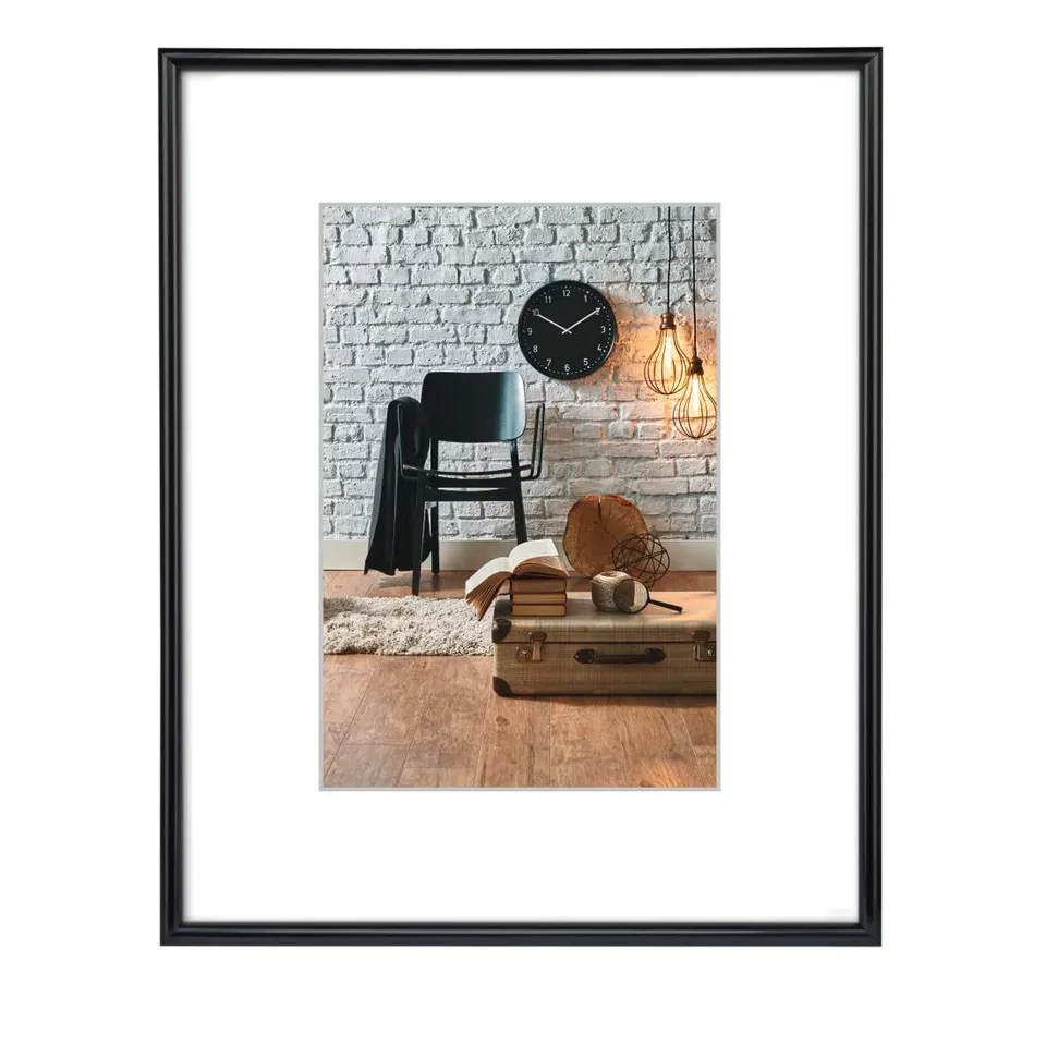 hama-sevilla-kunststoffrahmen-din-a4-21-x-29-7-cm-schwarz-mit-passepartout-einle image 1