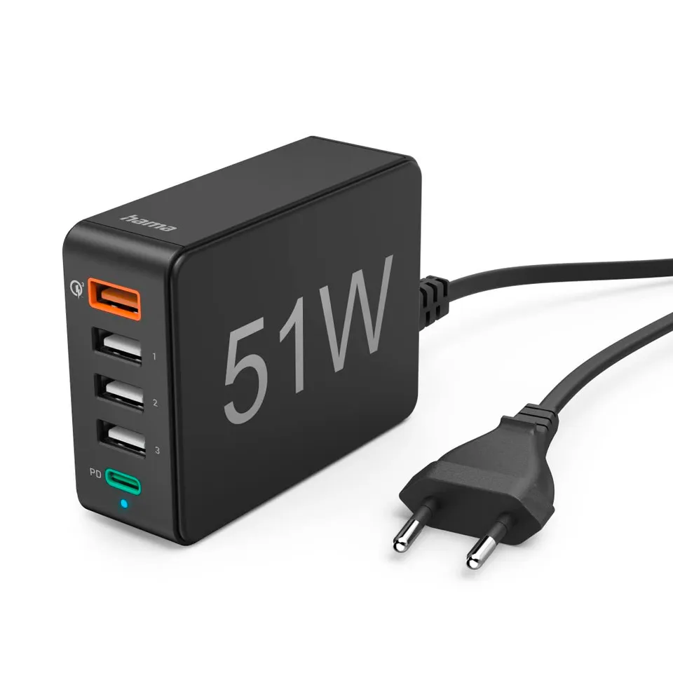 hama-usb-ladestation-5-port-51-w-5in1-multi-ladeger-t-mit-1x-usb-c-pd-4x-usb-a-q image 1