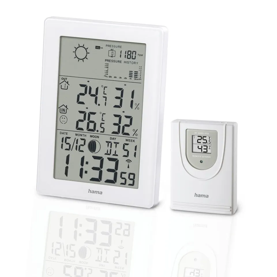 hama-wetterstation-ews-3200-mit-funkuhr-au-entemperatur-und-luftfeuchtigkeit-wei image 1