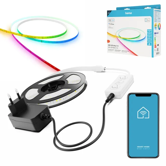 hama-led-streifen-rgbw-5-m-wlan-lichtband-dimmbar-90-leds-selbstklebend-k-rzbar- image 1