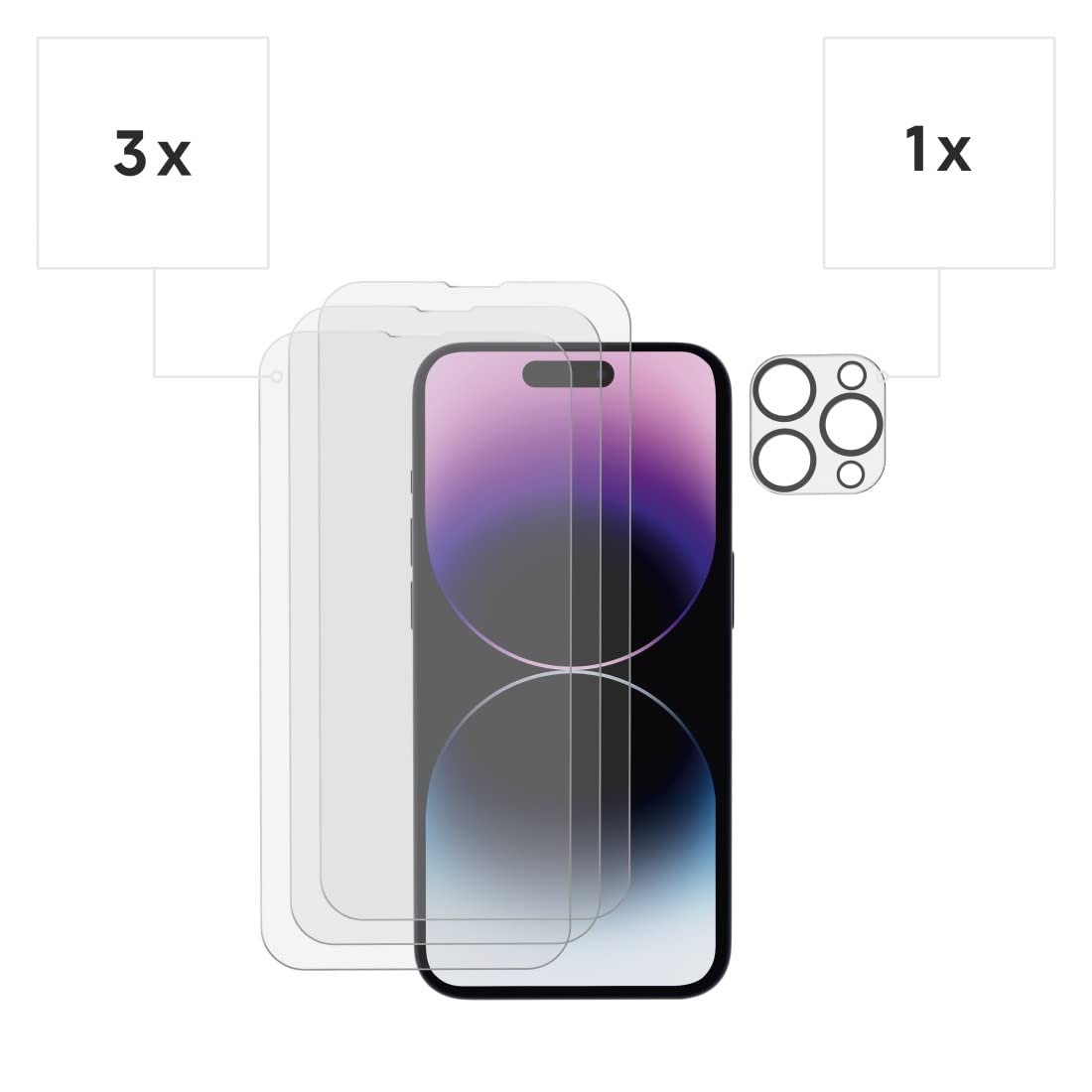 hama-schutzglas-set-f-r-apple-iphone-14-pro-3x-displayglas-9h-hartglas-1x-kamera image 2