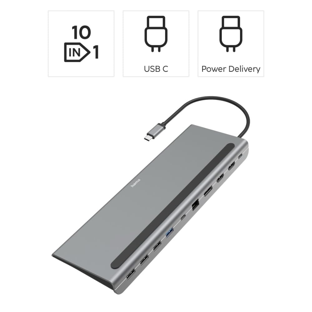 hama-connect2office-pro-usb-c-dockingstation-10-in-1-mit-laptop-ablage-4k-lan-pd image 2