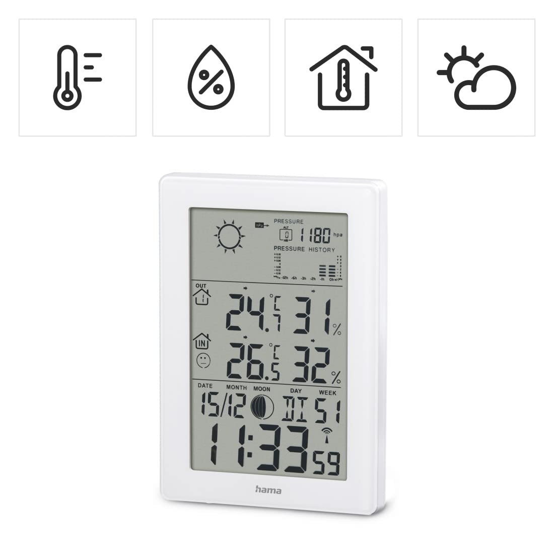 hama-wetterstation-ews-3200-mit-funkuhr-au-entemperatur-und-luftfeuchtigkeit-wei image 2