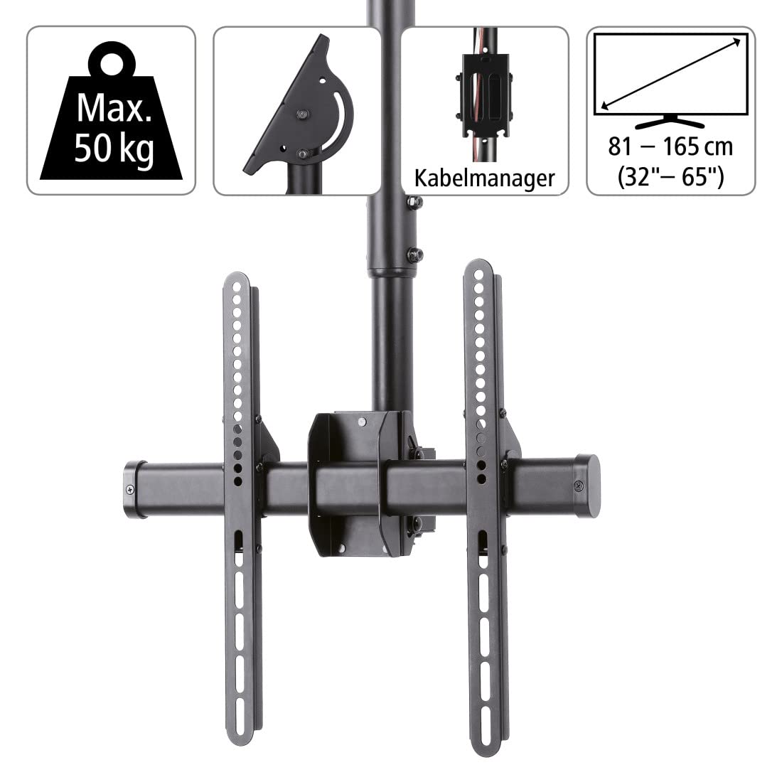 hama-tv-deckenhalterung-32-65-zoll-schwenkbar-neigbar-bis-50-kg-h-henverstellbar image 2