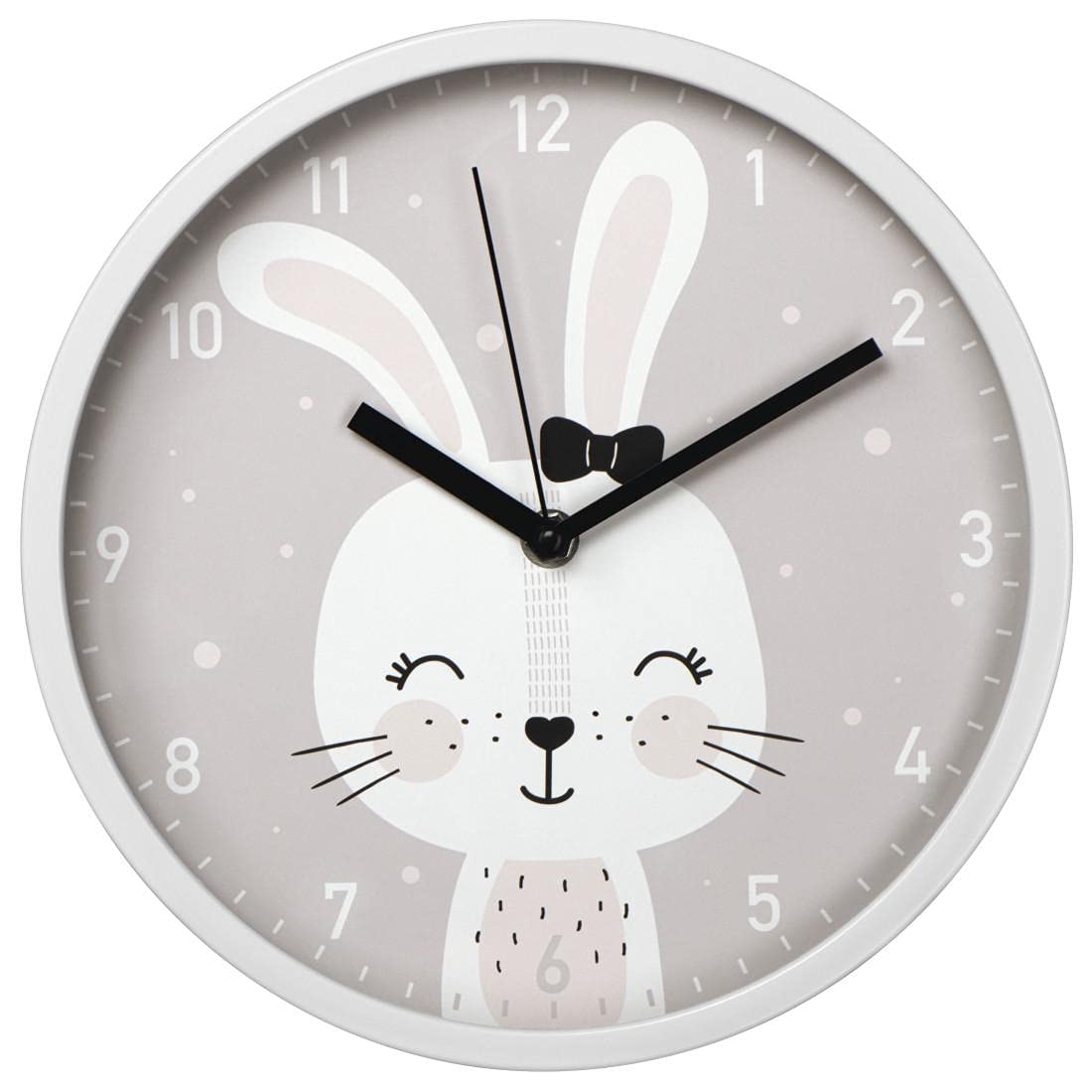 hama-kinder-wanduhr-lovely-bunny-lautlos-ohne-ticken-hasen-motiv-lernuhr-25-cm-w image 1