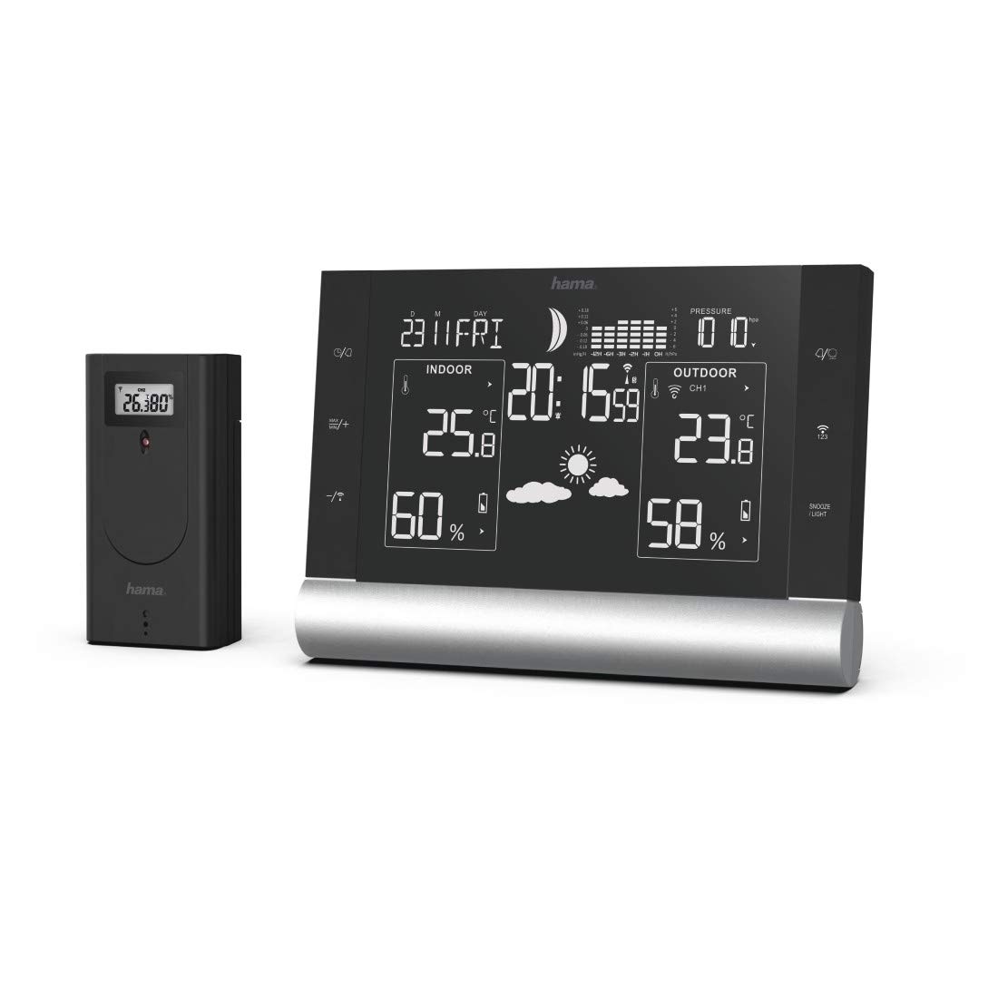 hama-funk-wetterstation-mit-au-ensensor-xxl-va-display-wettervorhersage-12-24-h- image 1