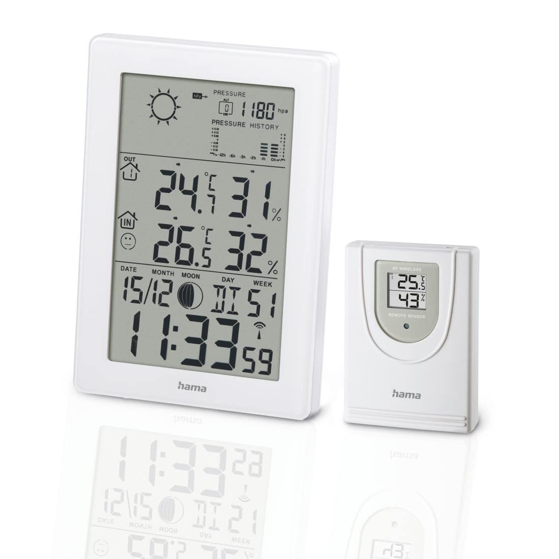 hama-wetterstation-ews-3200-mit-funkuhr-au-entemperatur-und-luftfeuchtigkeit-wei image 1