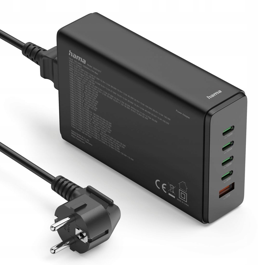 hama-240w-ladestation-5-fach-gan-schnellladeger-t-mit-4x-usb-c-pd-und-1x-usb-a-q image 4