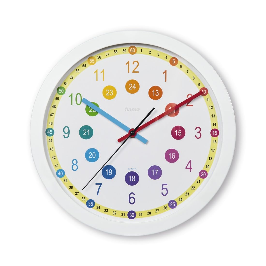 hama-easy-learning-kinder-wanduhr-30-cm-ger-uscharm-lernuhr-mit-12-24-stunden-zi image 1