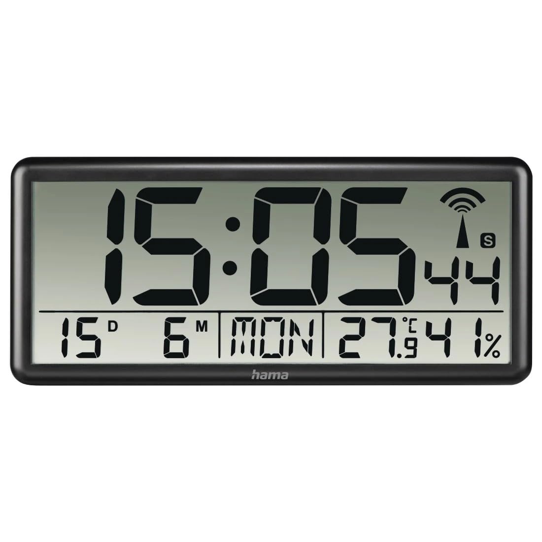 hama-jumbo-digitale-funk-wanduhr-xxl-mit-thermometer-hygrometer-datum-und-wochen image 1