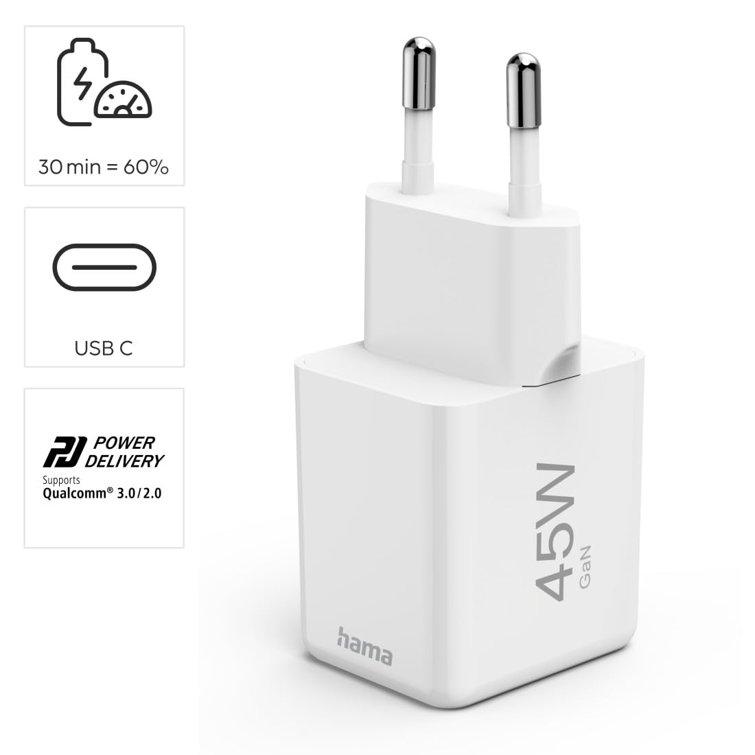 hama-schnellladeger-t-45-w-gan-super-mini-usb-c-power-delivery-quick-charge-3-0- image 2