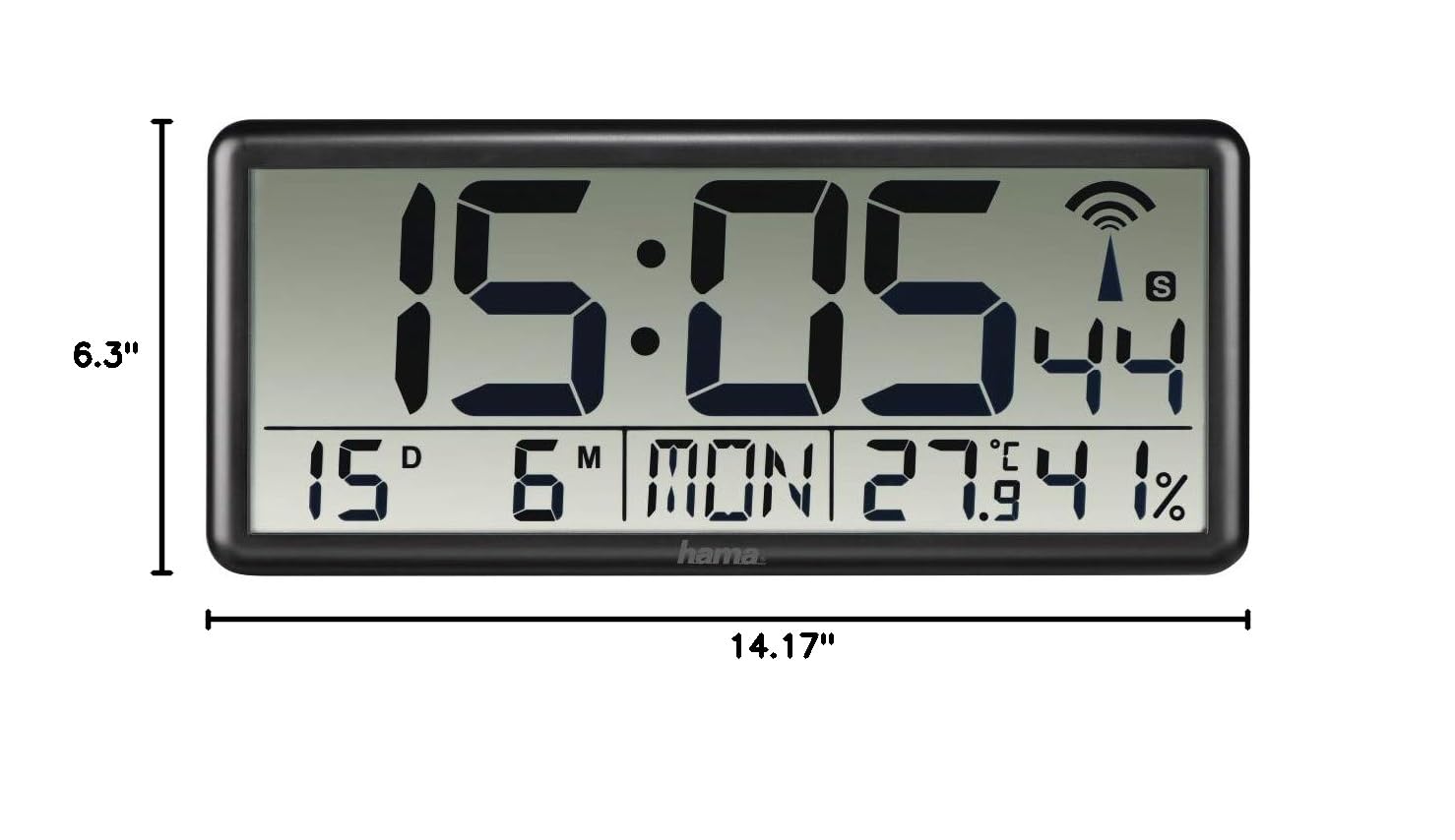 hama-jumbo-digitale-funk-wanduhr-xxl-mit-thermometer-hygrometer-datum-und-wochen image 4