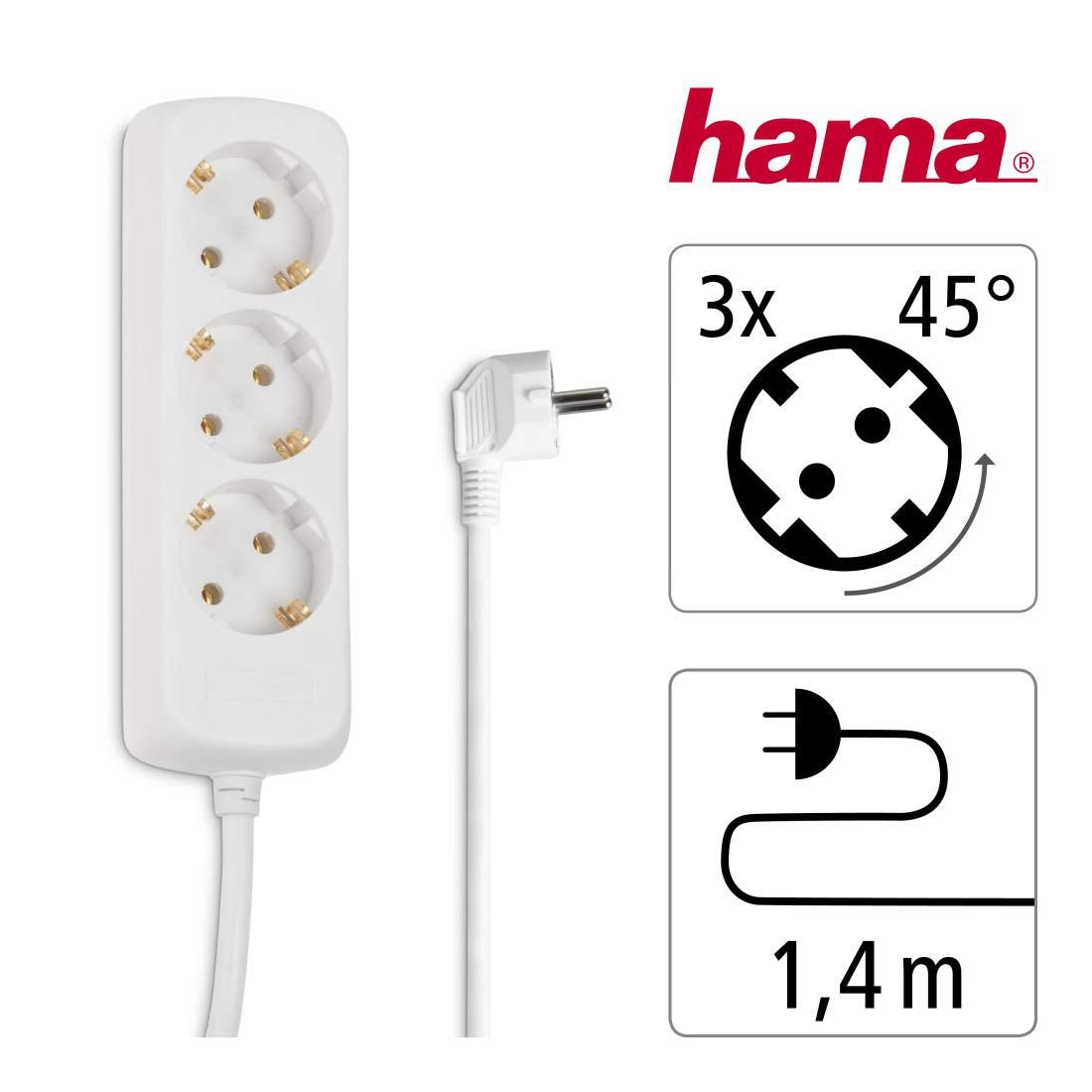 hama-steckdosenleiste-3-fach-mehrfachsteckdose-ohne-schalter-1-4-m-kabel-gs-gepr image 2