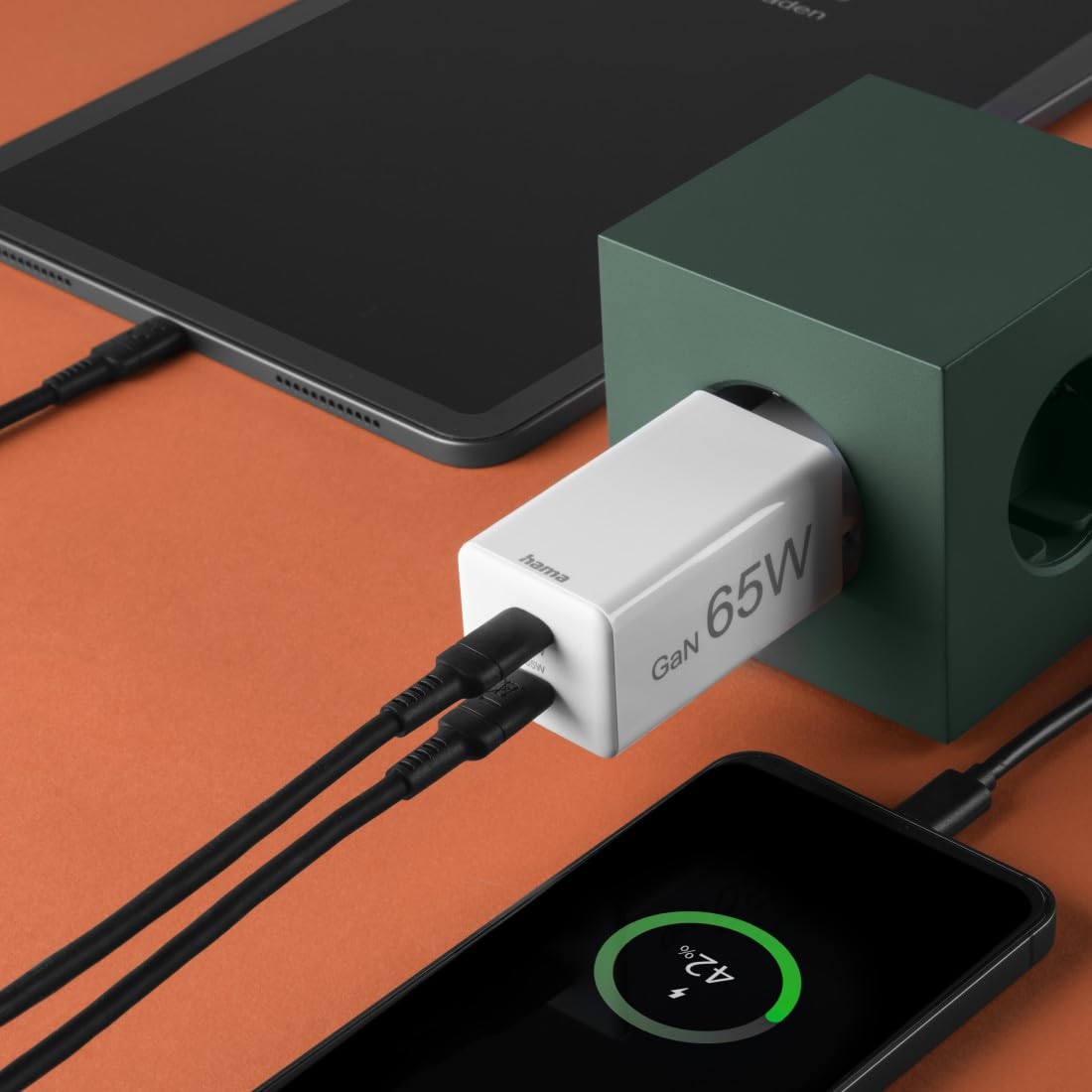 hama-gan-schnellladeger-t-65-w-2x-usb-c-mit-power-delivery-qualcomm-quick-charge image 2