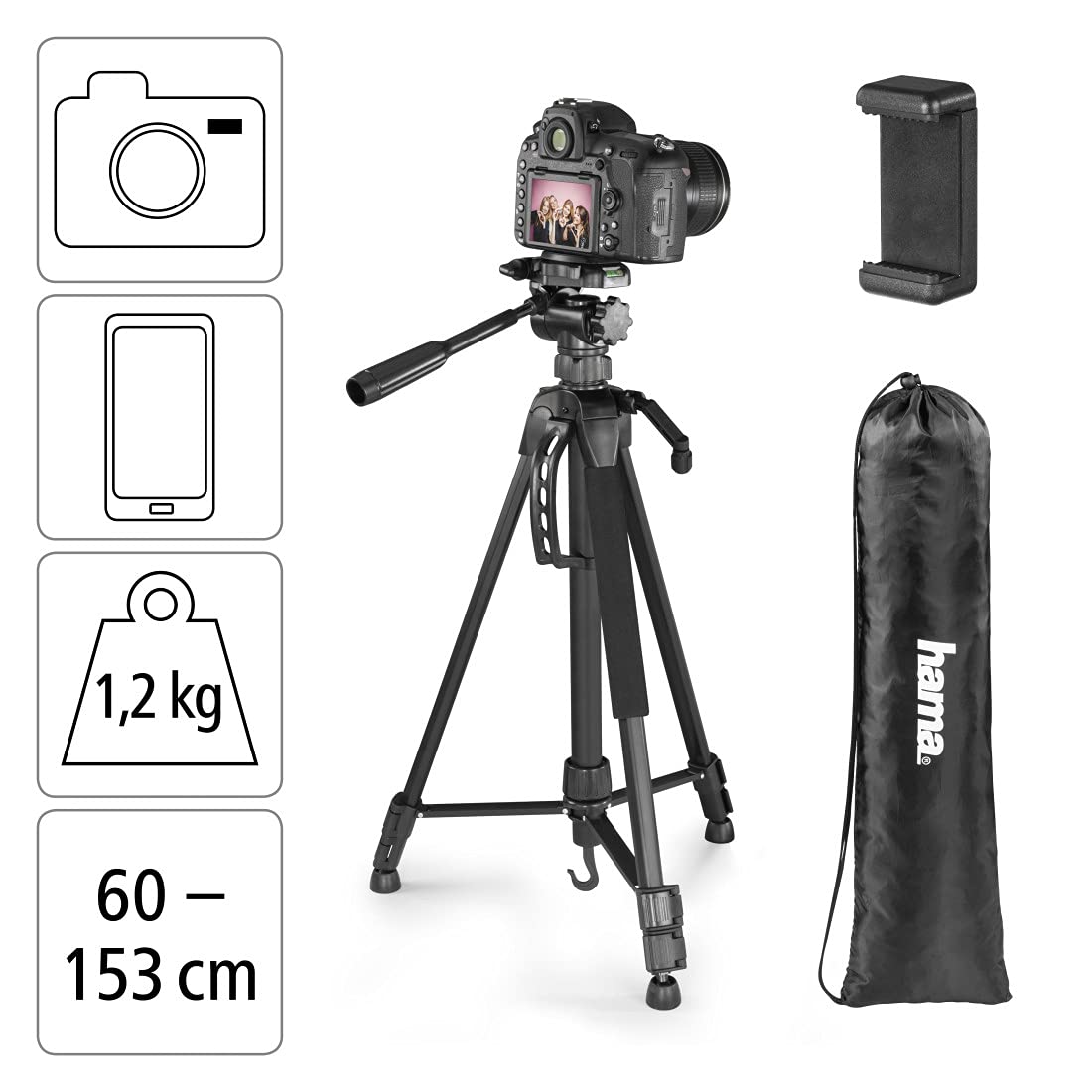 hama-stativ-action-153-3d-leichtes-dreibeinstativ-mit-handyhalterung-3-wege-kopf image 2