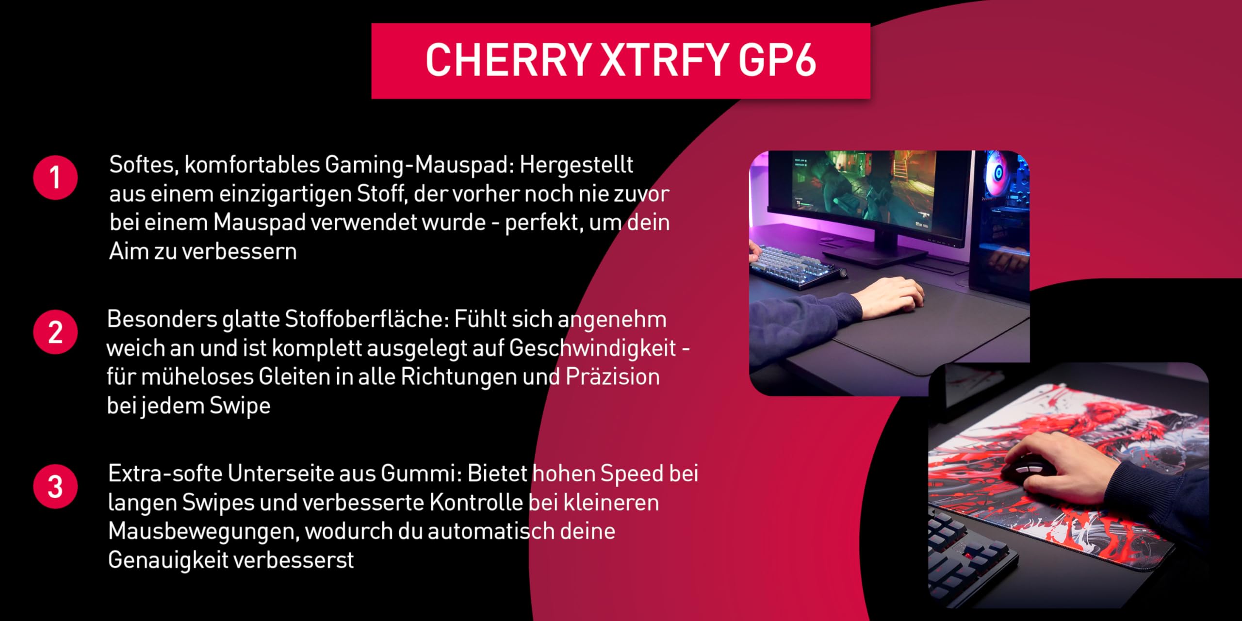 cherry-xtrfy-gp6-gaming-mauspad-aus-stoff-460-x-400-x-4-mm-ultraschnelle-stoffob image 2