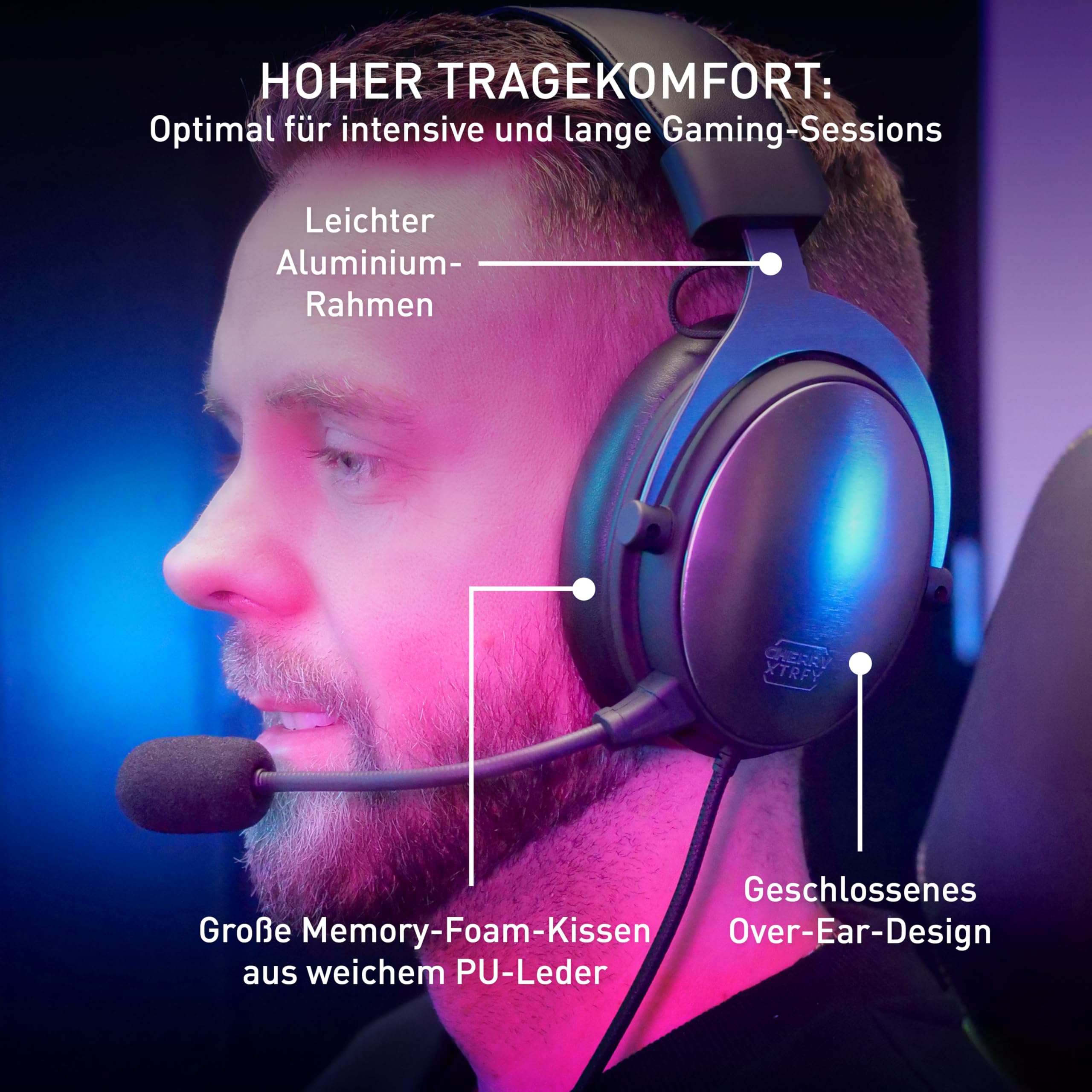 cherry-xtrfy-h1-pro-gaming-headset-60-mm-treiber-2-austauschbare-mikrofone-memor image 3