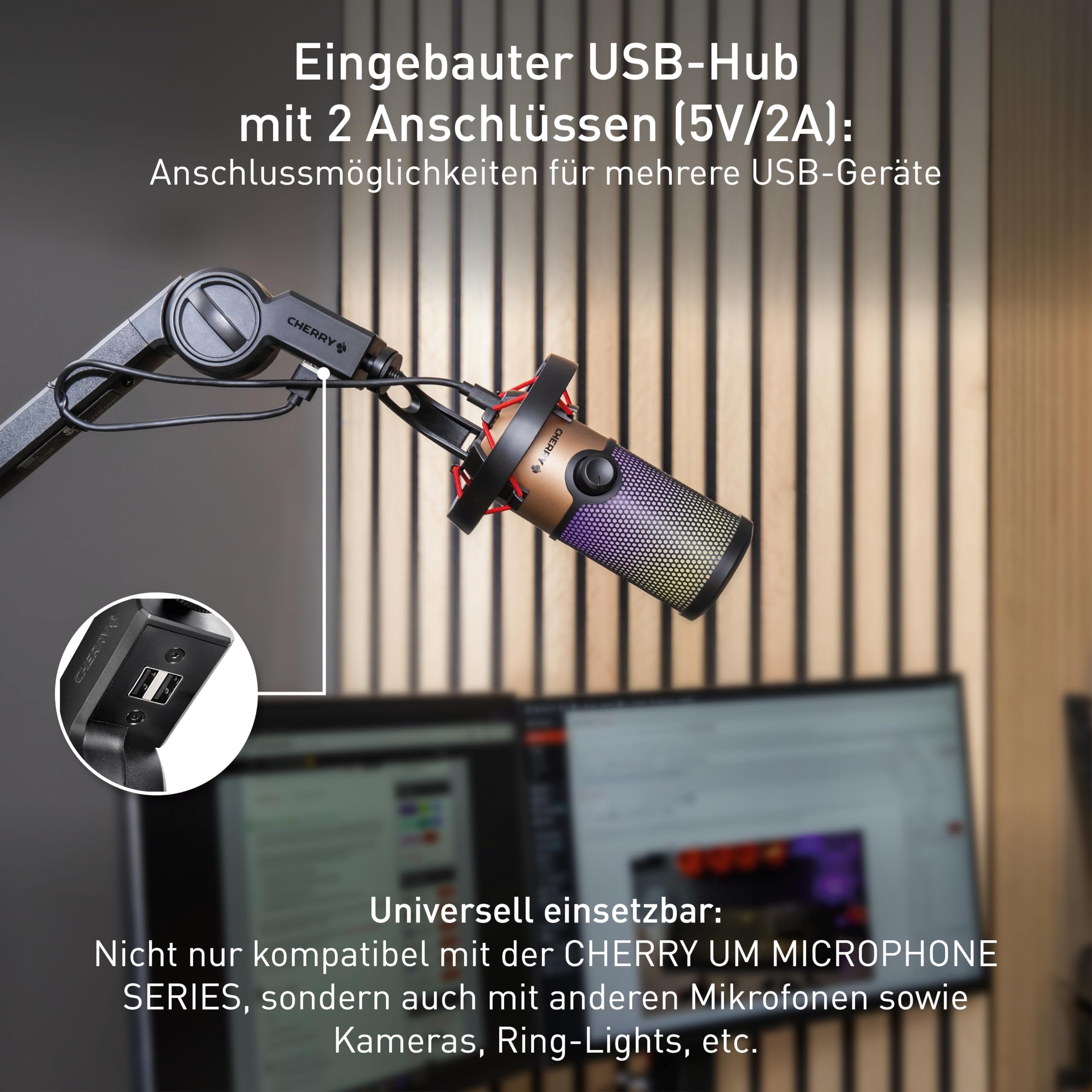 cherry-ma-6-0-uni-usb-mikrofonarm-universeller-metall-gelenkarm-mit-usb-hub-2-an image 2