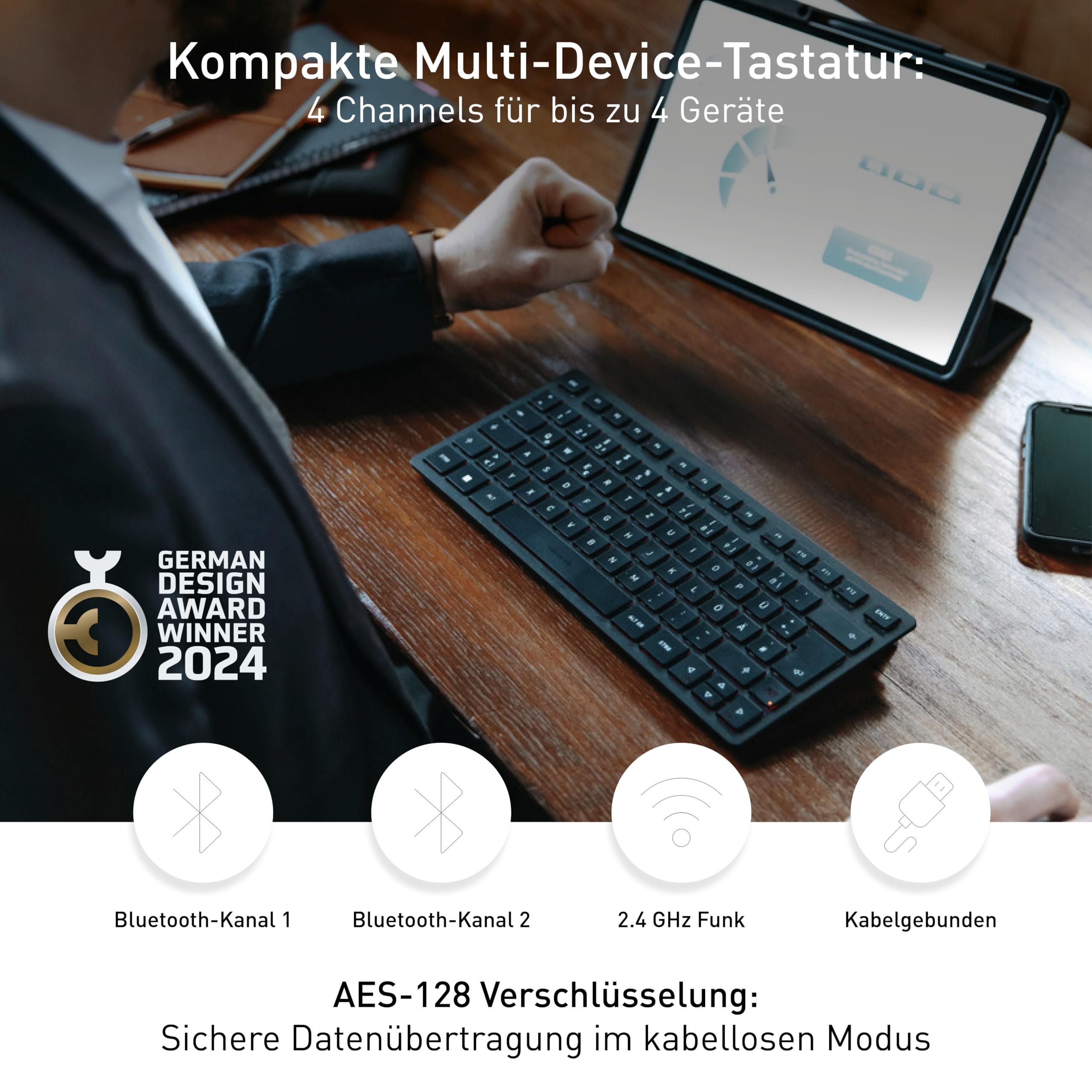 cherry-kw-9200-mini-kabellose-multi-device-tastatur-qwertz-bluetooth-2-4-ghz-kab image 2